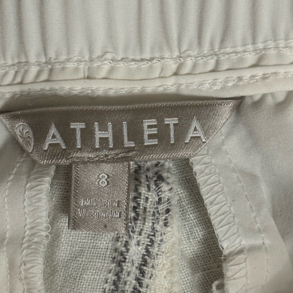 Athleta Stripe Bali 100% Linen Pants Women's Blue White Pinstripes wide … - Picture 5 of 12